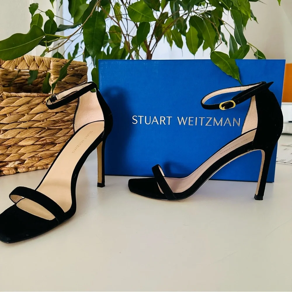 Stuart Weitzman Black Suede Heels - Picture 1 of 2